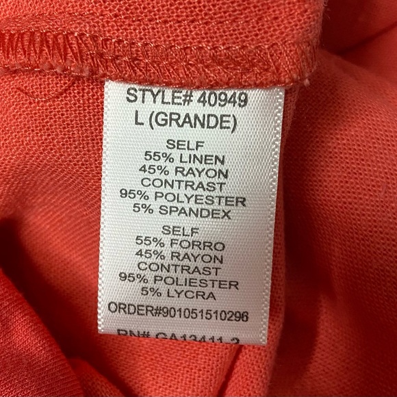 Bajee Linen Size L Vibrant Coral Wide Leg Pants with Elastic Waistband NWOT - Picture 9 of 11